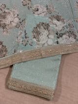 Mint Georgette Sequence saree with sabhyasachi borders and printed blouse SS50513