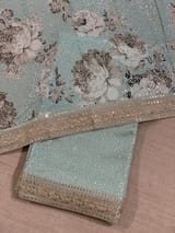 Mint Georgette Sequence saree with sabhyasachi borders and printed blouse SS50513