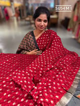 Red Banarasi Bandhej Silk saree : D62F014