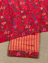 Orangish Red Banarasi Tissue stripes Saree with petite point embroidery SS50214
