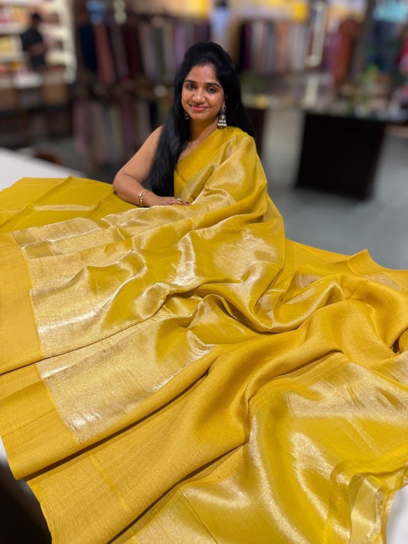 Yellow Banarasi Tissue with Designer blouse SS50382