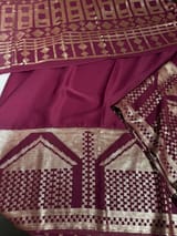 Wine pure Satin Saree with designer sequence border and blouse SS5035