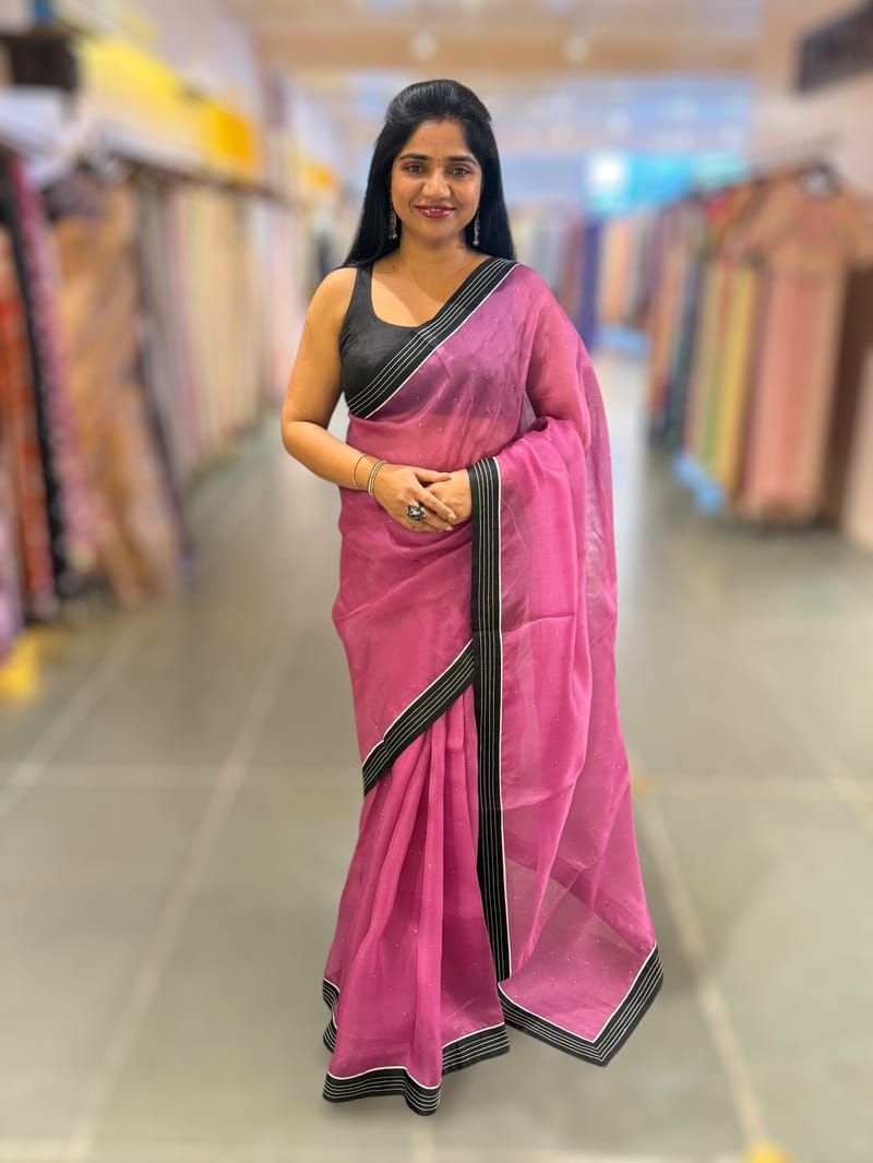 Plum Jamoon Organza Saree with embroidered blouse SS50274