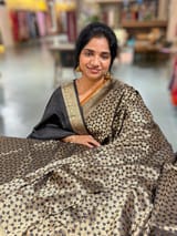 Black Banarasi Tanchoi Silk Saree
