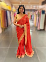 Red Georgette Sequence saree with sabhyasachi borders and printed blouse SS50516