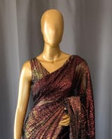 Georgette sequence saree with stitched blouses