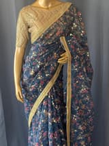Organza printed Saree with sabhyasachi border
