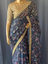 Organza printed Saree with sabhyasachi border
