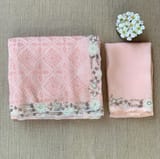 Peach Georgette saree with allover chikankari