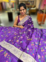 Brinjal Mashru Banaras with petite Point embroidery SS5006