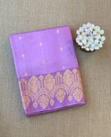 Lilac Pink Poona Silk Saree with heavy weaving open Mashru border