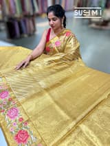Molten Gold Kanjeevaram Tissue Sareewith petite point embroidery : S62F088