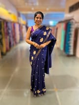 Navy Blue Pure Handloom Raw Silk Saree SS50495