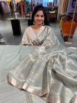 Mint Blue Handloom Tissue Saree