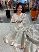 Mint Blue Handloom Tissue Saree