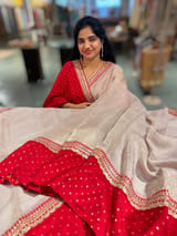 Crush Tissue Saree with Bandhini  & Sabhya borders