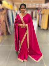 Pink crepe Silk Saree