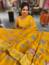 Mango Yellow Mashru Banaras with embroidery SS5010