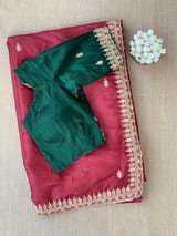 Burgundy Pure Handloom Tussar Saree