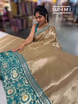 Antique Gold tissue saree with banarasi and sabhyasachi borders : S62123