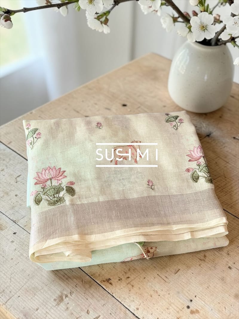Ombre Dyed Pure alrnin with pichwai embroidery