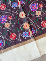 Brown Pure tussar with patola inspired embroidery: S62F194