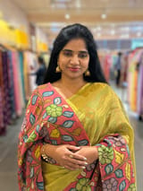 Apple Green Handloom Tissue & Pen kalamkari fusion Saree SS50407