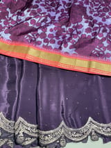 Plum crepe silk saree with scalloped pita border SS50536