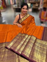 Rust Orange and Winish Brown Vintage Kanchipuram heavy Skirt border Saree SS50176