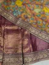 Wine kora Muslin Tissue fusion saree SS50204