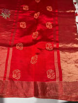 Red Banarasi Silk Tissue stripes Saree with embroidery SS50615