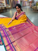 yellow vintage Gadwal Silk Saree : S62F218