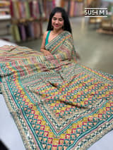 Printed crepe silk with allover sequnce : S62F129