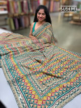 Printed crepe silk with allover sequnce : S62F129