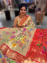 Pure Handloom Allover Tissue Pythani Saree