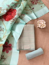 Mint Blue Banarasi Chiniya Silk 3-pc Suit set : SS62J09