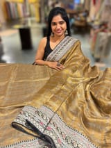 Antique Gold Tissue checks Saree with sabhyasachi borders