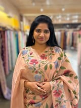 Nude Pink Tissue georgette saree with embroidey SS50402
