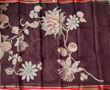 Brown Designer Organza with Tissue applique work