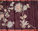 Brown Designer Organza with Tissue applique work