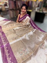 Purple Banarasi Brocade Tissue with embroidery SS50220