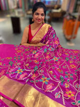 Majenta Kanjeevaram soft silk with embroidery