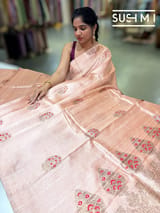 Light Peach Banarasi Handloom Dupion Rawsilk Saree : S62F106