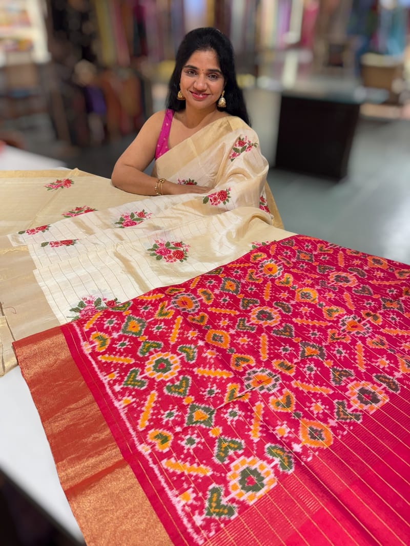 Ivory Kanchi Soft Silk Saree with embroidery SS50129