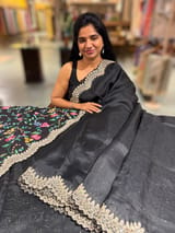 Black Pure Organza Handwork Saree with heavy Designer Blouse SS50252