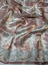 Printed Organza Tissue stripes saree with embroidery