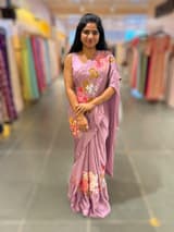 Dark Lilac Designer Chinnon & Satin Fusion Saree SS5034