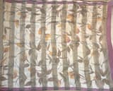 Mul silk tissue stripes handloom saree with handpainting