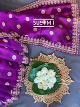 Purple Banarasi Silk Saree with Handwork D62F001