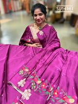 Wine mashru Saree with embroidery : S62F142